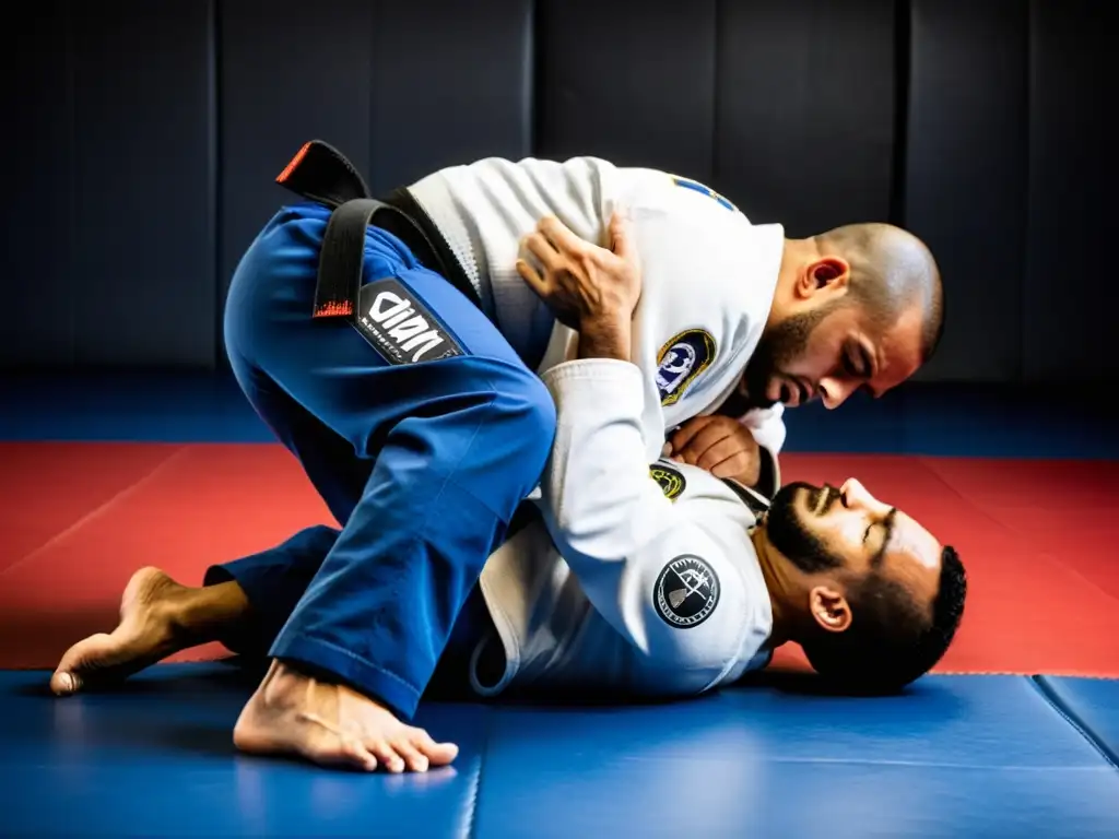 Un instructor de JiuJitsu Brasileño muestra la anatomía de una llave, destacando la precisión y concentración en la ejecución