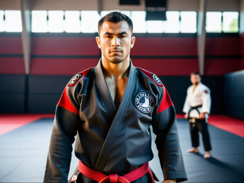 Maestro de JiuJitsu lidera entrenamiento intenso Un instructor experimentado de JiuJitsu Brasileño lidera una sesión en un gimnasio lleno de energía y determinación