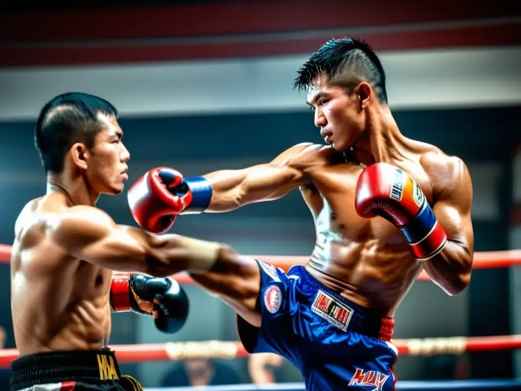 Un instructor de Muay Thai experto muestra con precisión las técnicas básicas Muay Thai