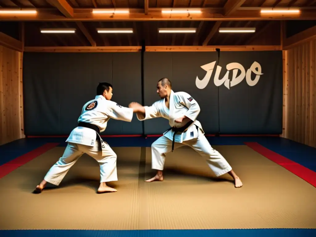 Intensa sesión de entrenamiento de judo en Europa, reflejando la revolución del Judo en Europa con pasión y dedicación