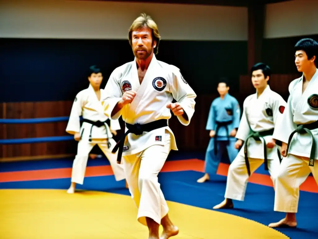 Chuck Norris lidera una intensa sesión de Tang Soo Do en los 70, mostrando su influencia en la popularización del Tang Soo Do en Occidente