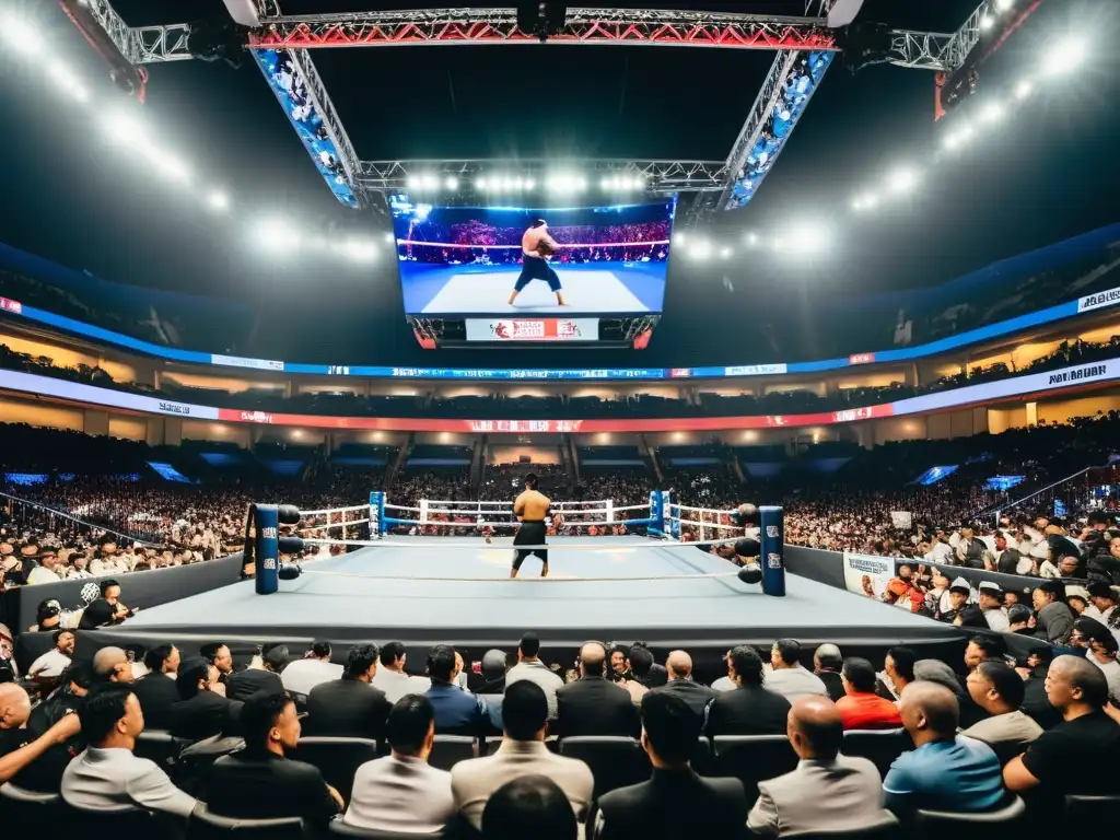 El intenso combate en PayPerView de artes marciales llena el estadio, capturando la evolución del evento en vivo