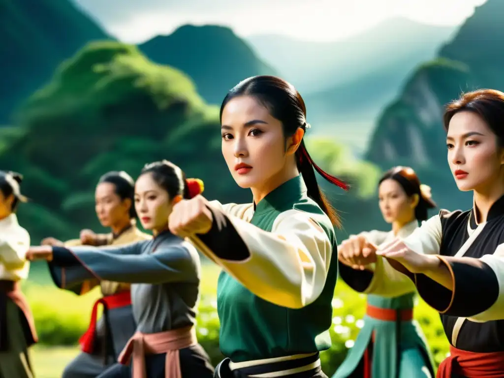 Un intenso entrenamiento de actores de Shaw Brothers en un escenario pintoresco