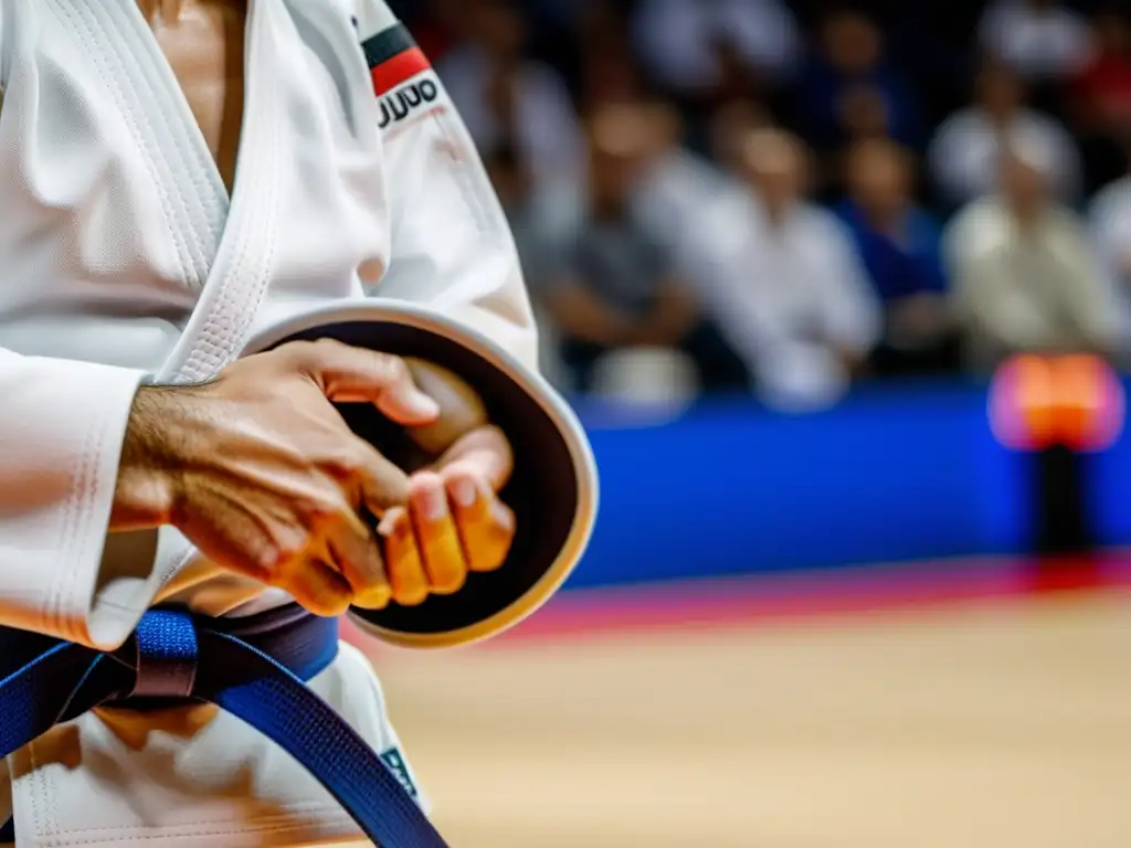 Un judoka ejecuta un lanzamiento perfecto con tecnología wearable para perfeccionar judo