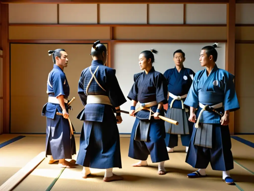 Práctica de kendo en un dojo soleado, reflejando la relevancia cultural del Kendo en Japón