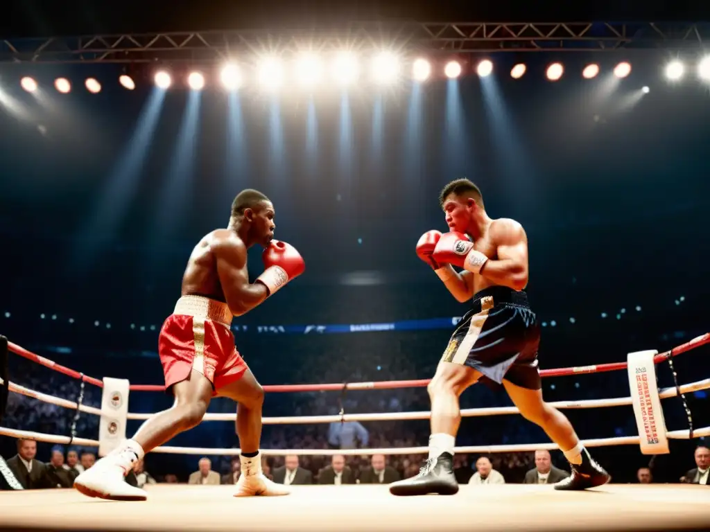 Dos leyendas del boxeo se enfrentan en el ring, con el foco en ellos