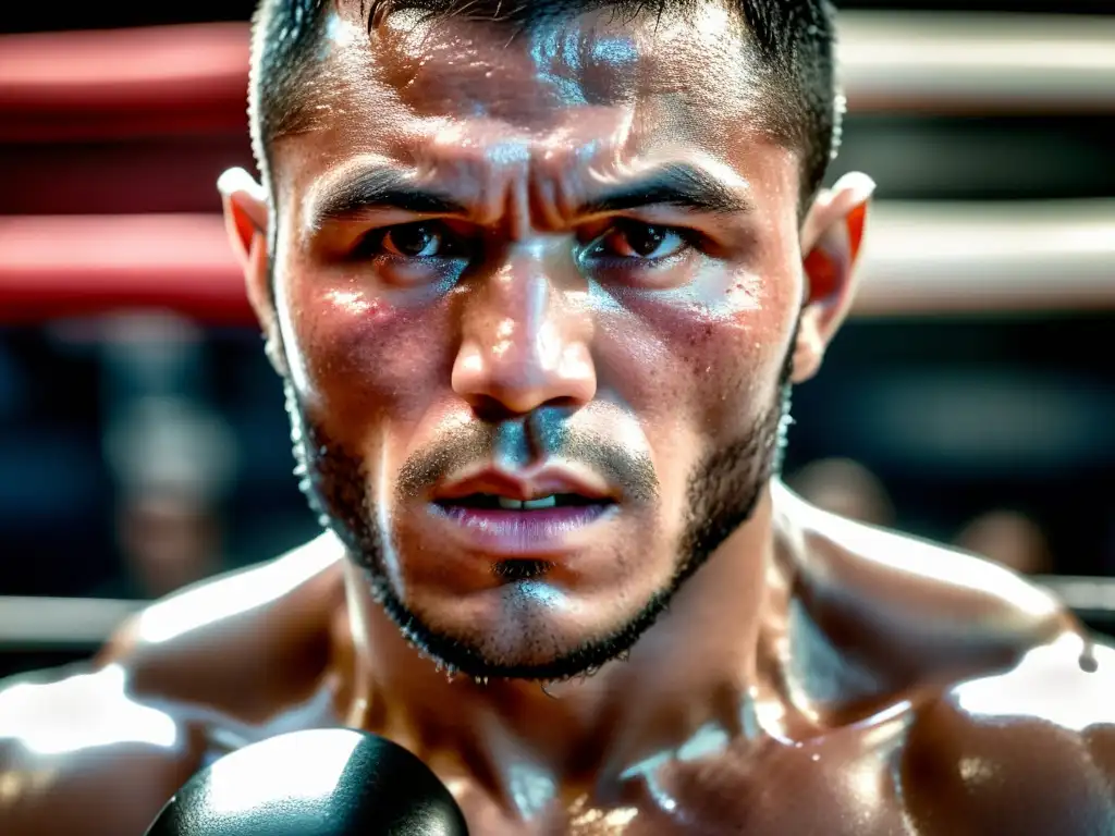 MMA: Determinación y enfoque del luchador en el ring Un luchador de artes marciales mixtas muestra determinación y enfoque antes de entrar al ring, destacando la prevención de lesiones en las MMA