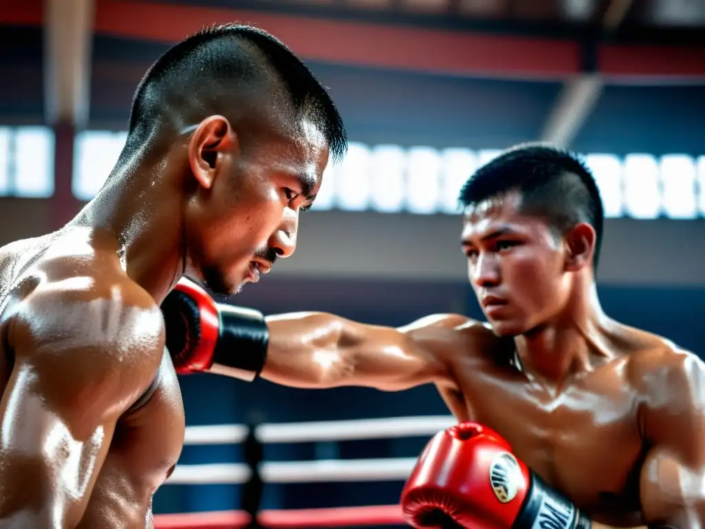 Un luchador de Muay Thai muestra respeto antes del combate