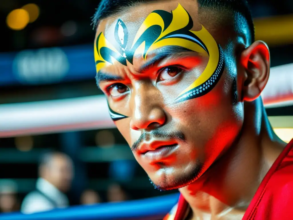 Un luchador se prepara para entrar al ring, con determinación en sus ojos