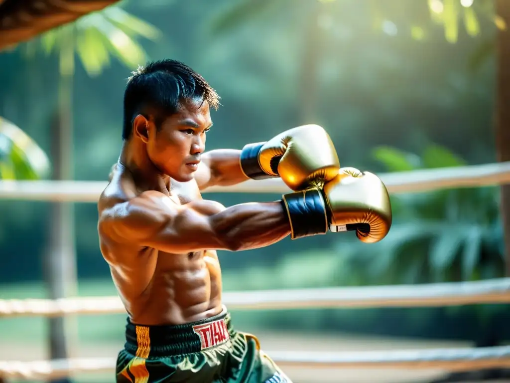 Tony Jaa muestra su maestría en Muay Thai en un campamento tradicional tailandés, destacando la influencia de Tony Jaa en Muay Thai