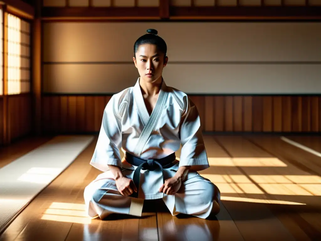 Maestro de artes marciales en acción Un maestro de artes marciales en un dojo tradicional, demostrando un estilo de lucha poco conocido con precisión y gracia