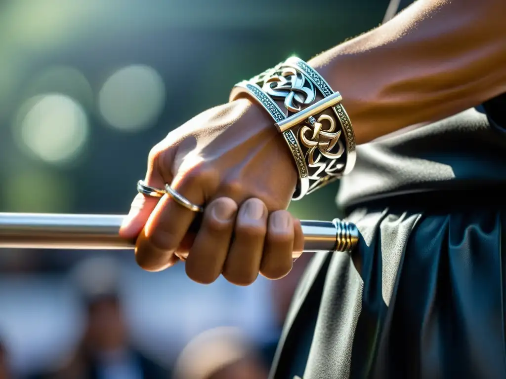 Un maestro de artes marciales muestra su pulsera de plata mientras realiza una técnica