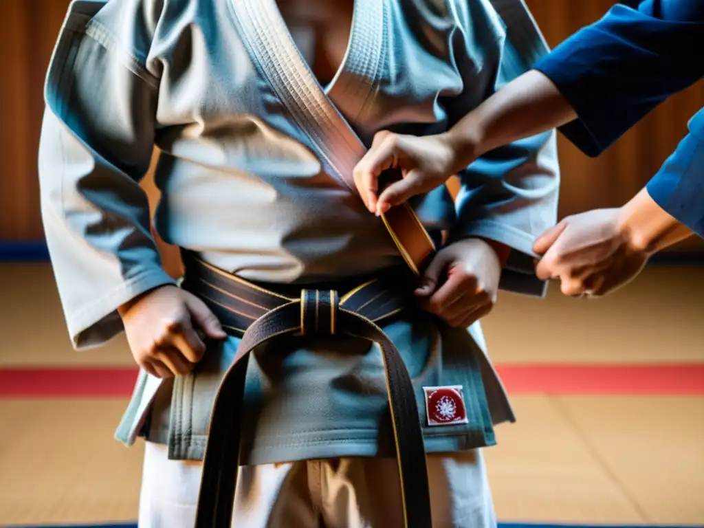 Maestro de judo perfecciona técnicas Judo Dojos Tokio con estudiante en dojo tradicional japonés