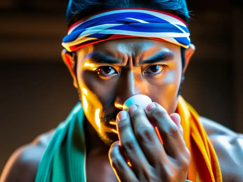 Mano de artista marcial con suplementos nootrópicos Mano de artista marcial sosteniendo píldoras de suplementos nootrópicos en dojo atmosférico