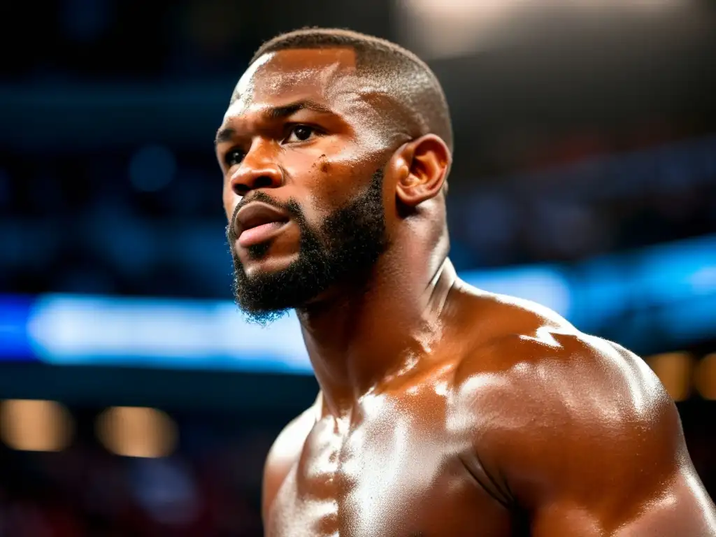 Jon Jones MMA: Imagen documental de Jones en el octágono, mostrando su determinación y conexión con la comunidad de las MMA