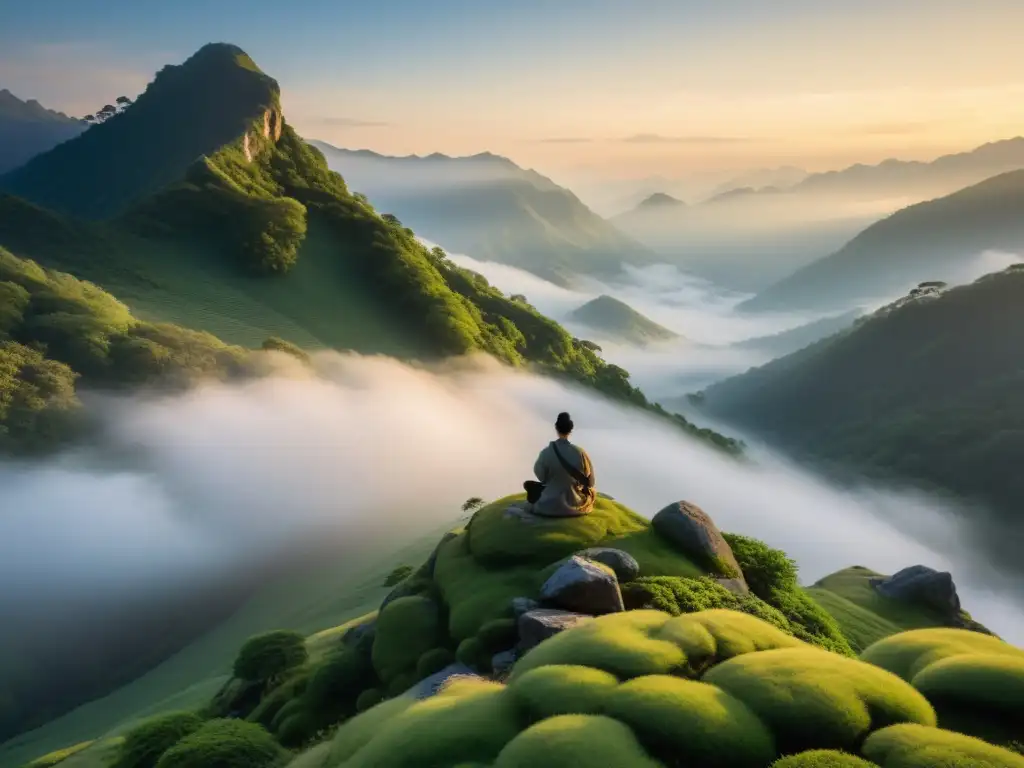 Práctica de Chi Kung al amanecer en la montaña Práctica de Chi Kung al amanecer en la montaña, transmitiendo paz y conexión espiritual