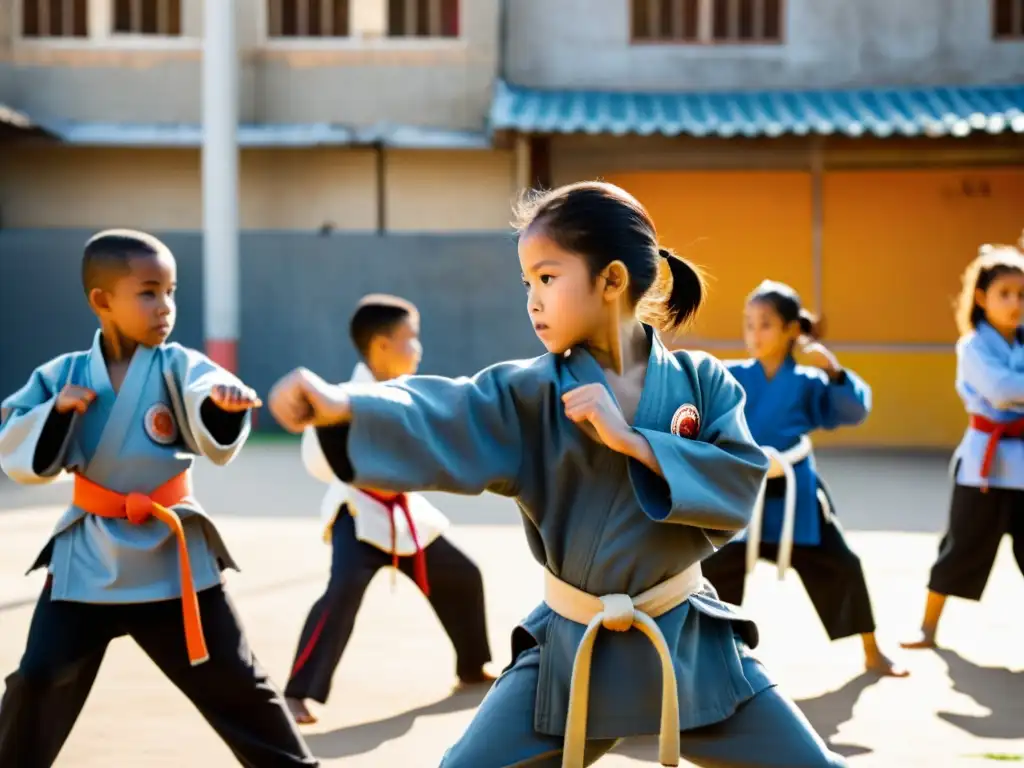 Niños de barrios marginales practican artes marciales con determinación, mostrando impacto social y esperanza ante la adversidad