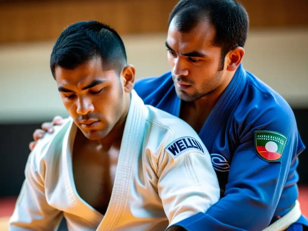 Persona con discapacidad practicando con determinación y fuerza el JiuJitsu Brasileño adaptado, mostrando inclusión y empoderamiento