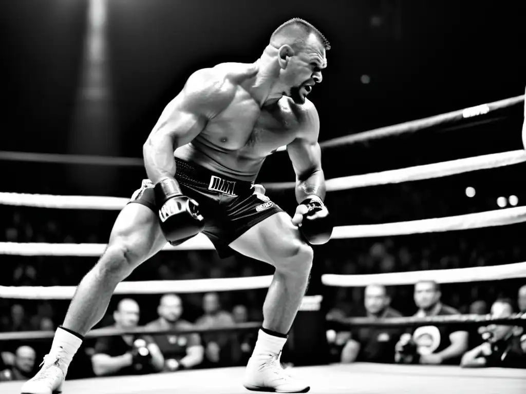 Chuck Liddell en plena acción, desplegando su fuerza en el octágono