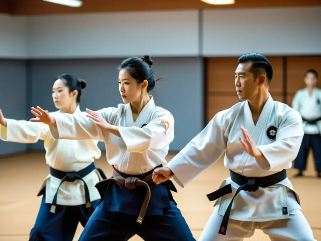 Formación policial occidental: demostración de técnicas de Aikido con precisión y determinación