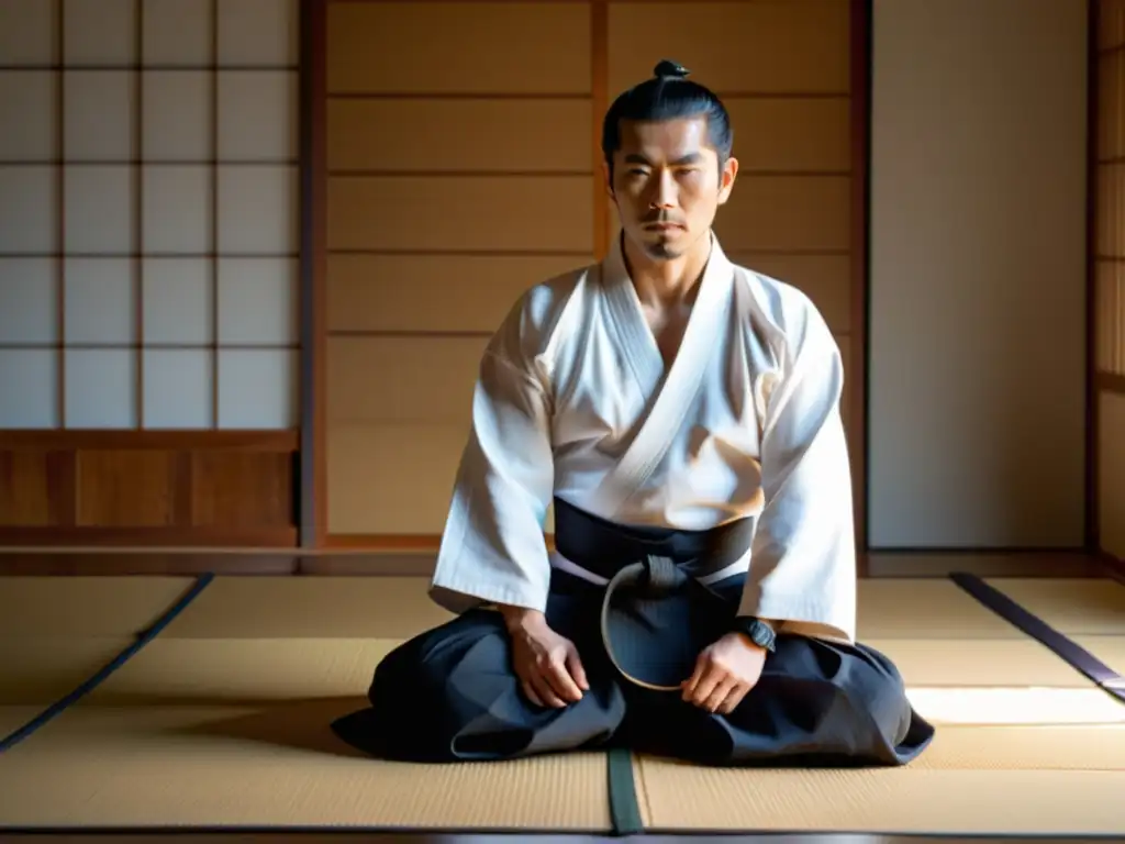 Practicante de Aikido ejecutando técnica con precisión, reflejando la filosofía del Aikido para resolver conflictos