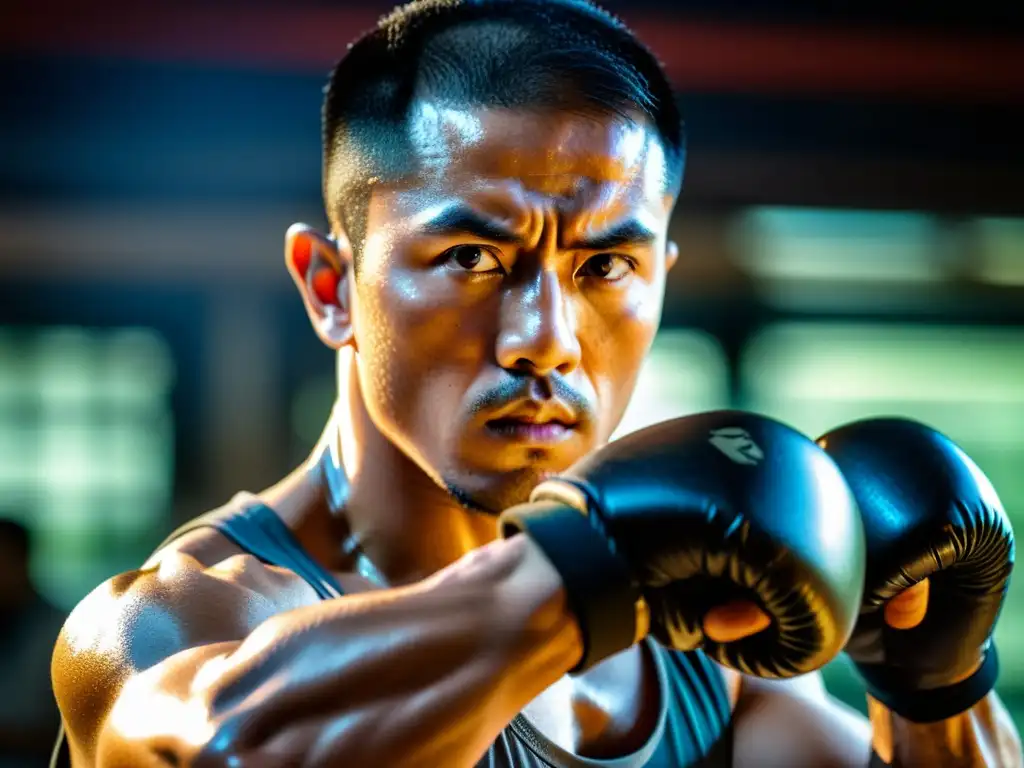 Maestría en Artes Marciales: Fuerza y Concentración en 8k Practicante de artes marciales ejecutando una estrategia táctica en el dojo, con una expresión enfocada y concentrada