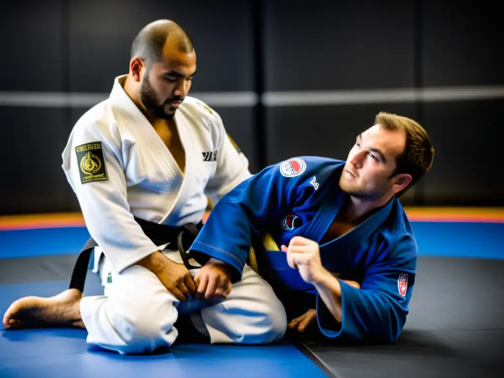 Un practicante de Jiu-Jitsu con discapacidad se entrena con determinación en un ambiente inclusivo, reflejando adaptación y empoderamiento