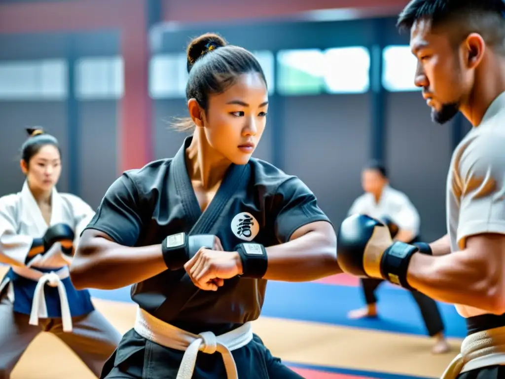 Practicantes de artes marciales usan dispositivos portátiles en entrenamiento marcial, fusionando tradición con tecnología