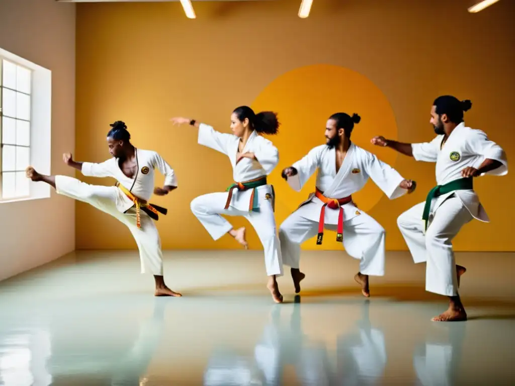 Practicantes de capoeira en roda dinámica, transmiten pasión y energía