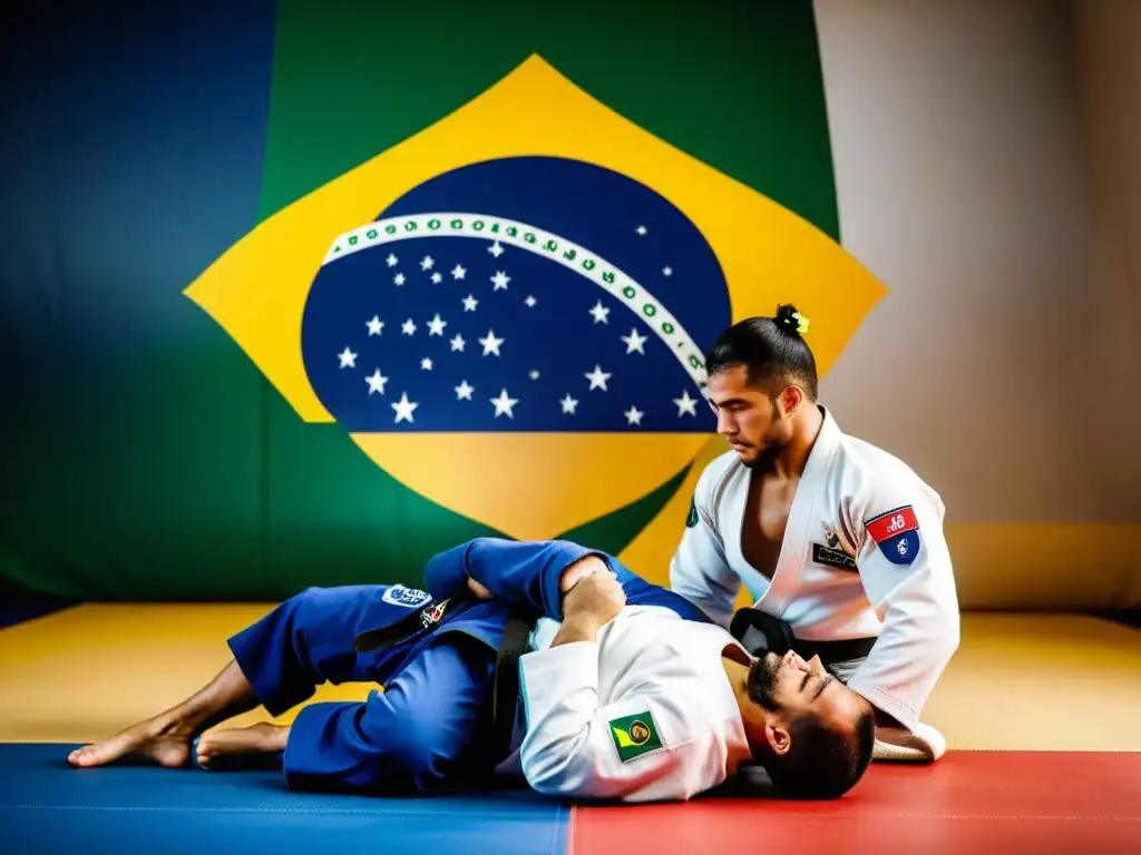 Brazilian JiuJitsu: Dominio y Pasión en Acción Dominación Brasileña JiuJitsu América: Practicantes de JiuJitsu con intensa determinación, destacando la dominancia brasileña en este arte marcial