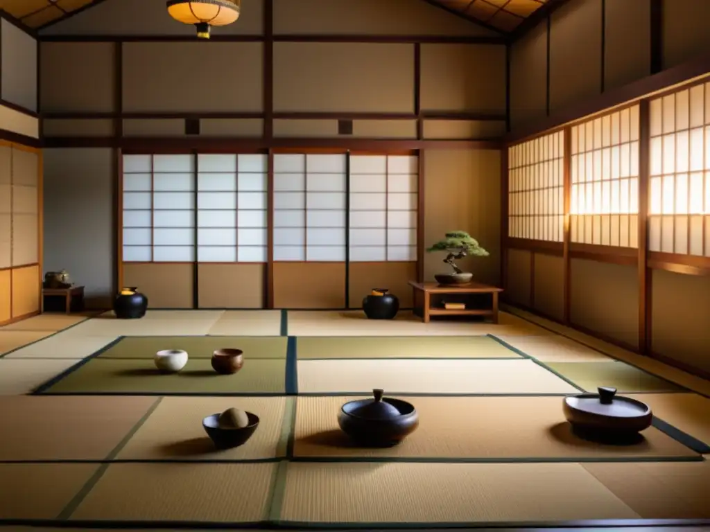 Practicantes en meditación marcial en un dojo japonés con los mejores asientos de meditación, creando una atmósfera de tranquilidad y enfoque