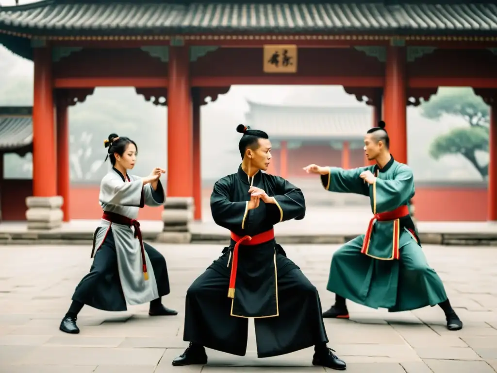 Practicantes de Wing Chun en China, en un retiro especializado