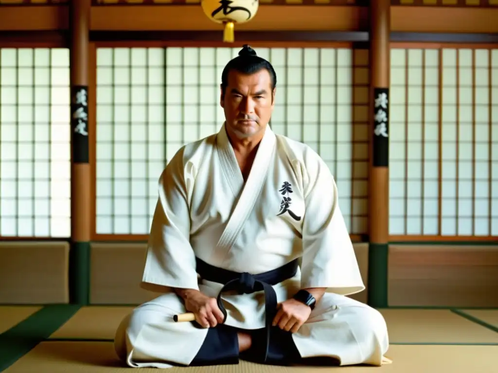 Steven Seagal realiza una precisa técnica de Aikido en un dojo japonés, creando una atmósfera auténtica y serena