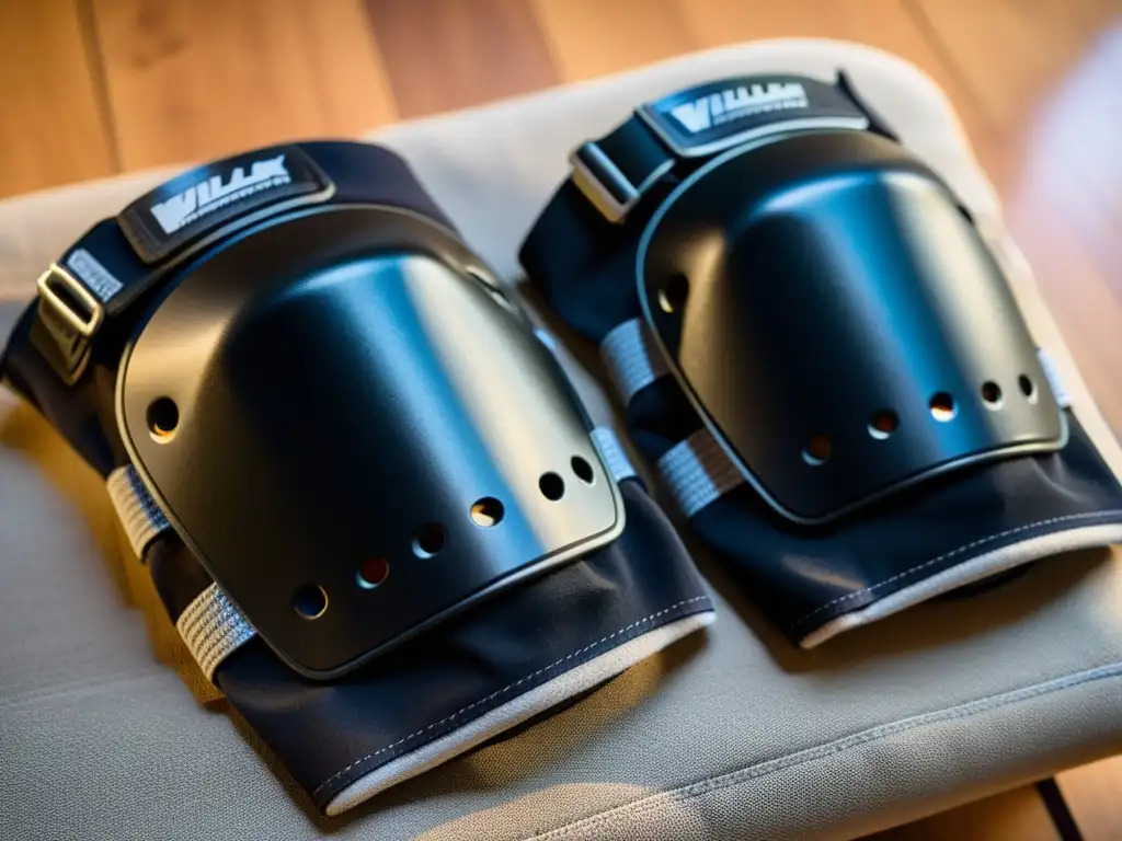 Rodilleras de entrenamiento de alta calidad: detalle y resistencia Un primer plano detallado de las mejores rodilleras para artes marciales mixtas