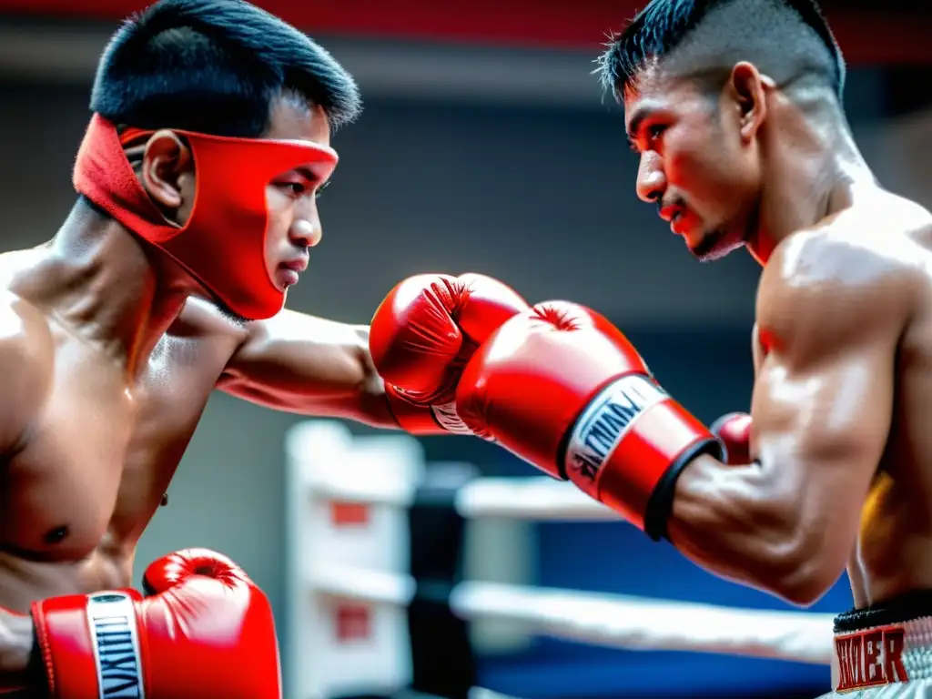 Un principiante determinado recibe los primeros pasos en el Muay Thai, mientras su experimentado entrenador le coloca vendas rojas con precisión