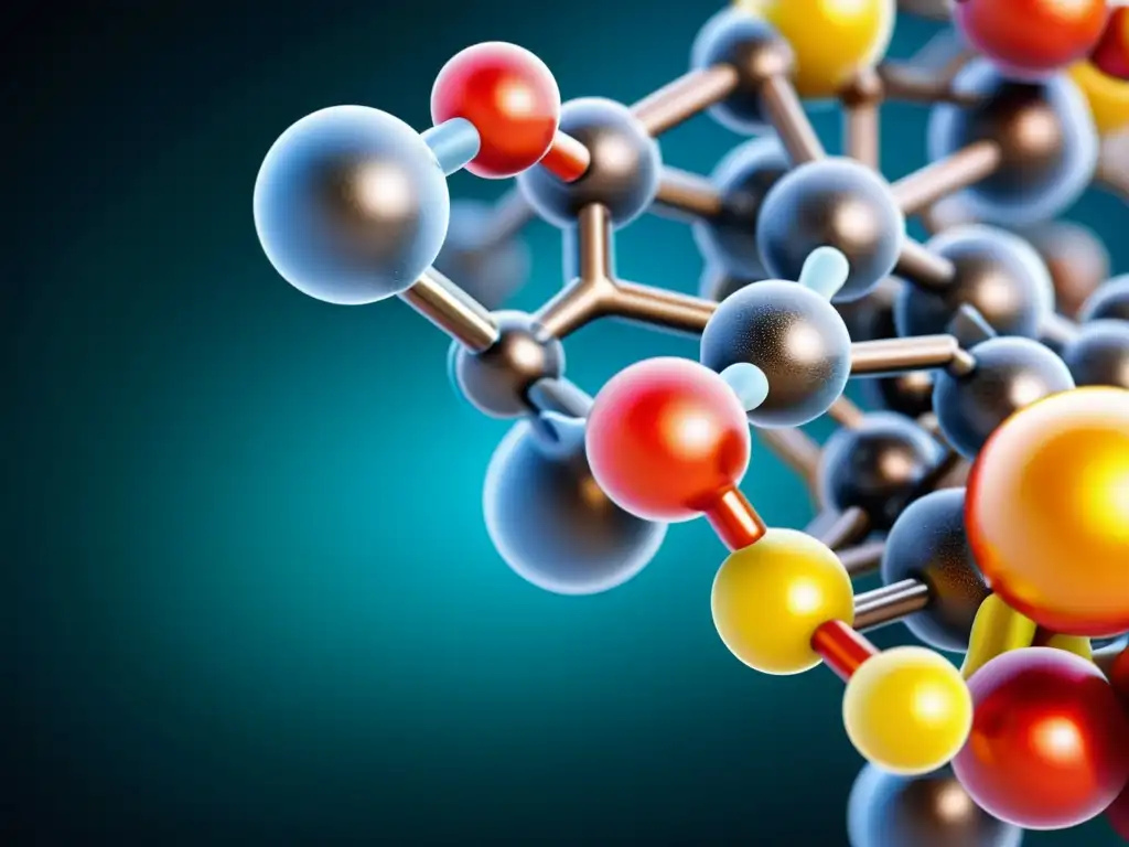 Una representación detallada y vibrante de la estructura molecular de un carbohidrato, evocando exploración científica y comprensión