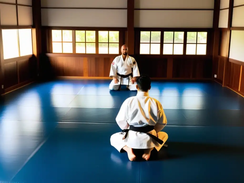 Un sensei experimentado guía a sus estudiantes en un dojo tradicional, demostrando kata avanzado