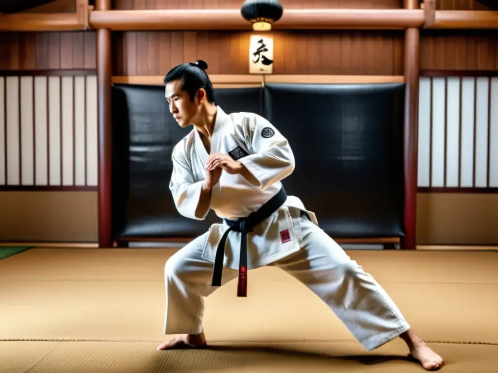 Tadashi Nakamura evoluciona en Karate Seido con maestría, precisión y determinación en un dojo tradicional japonés