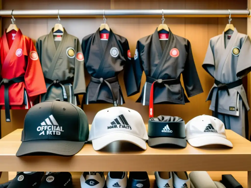 Tienda de artículos de artes marciales: evolución y autenticidad Tienda de artículos oficiales de artes marciales con productos tradicionales y modernos, evocando autenticidad y profesionalismo