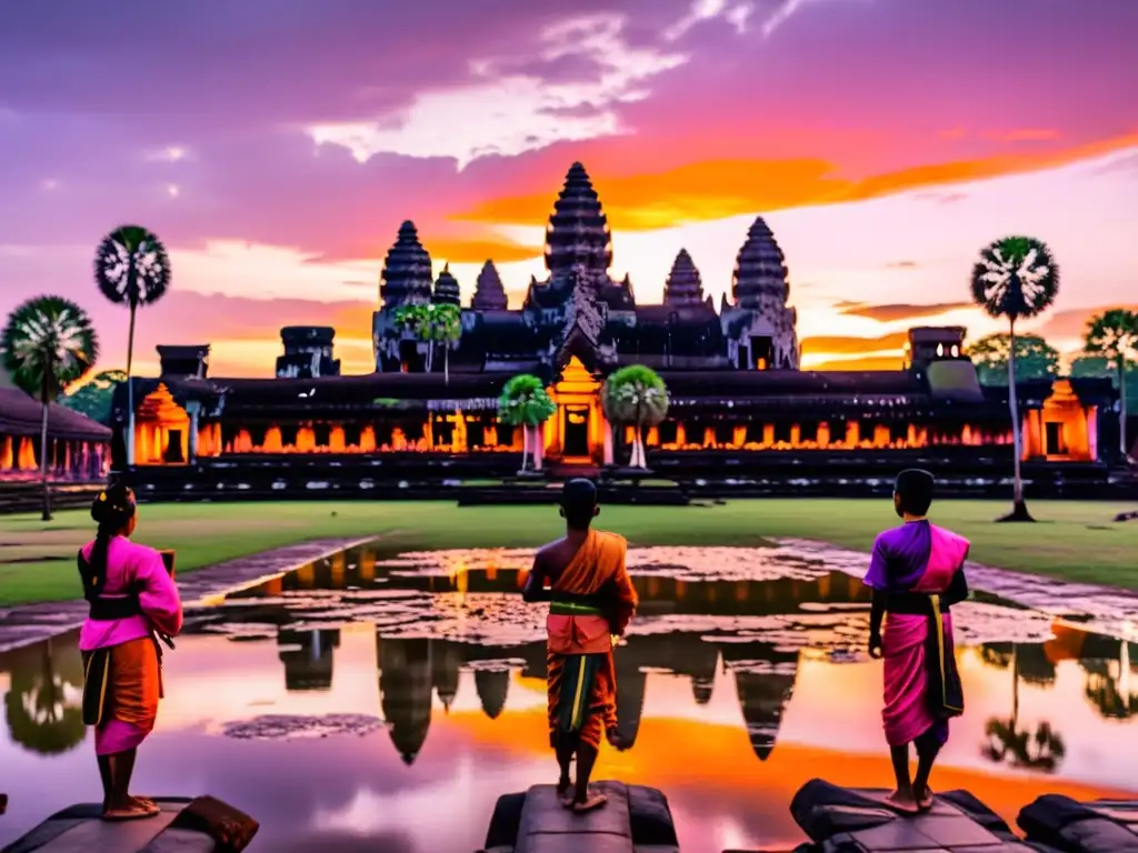 Vibrante atardecer en Angkor Wat, donde el Bokator revive el legado marcial de Camboya